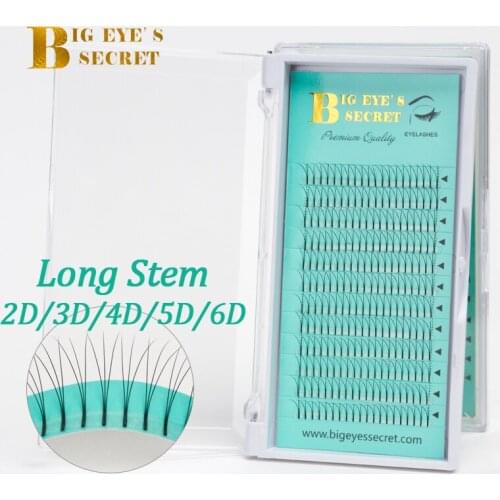 Big eyes secret Long stem Pre Made Volume fans 2D-6D Lashes Extension Faux Mink Premade Russian Volume Eyelash Extension