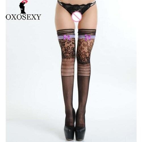 2018 new Christmas peach color lace thin thigh high stockings hollow Silicone non-slip stay up stockings Long over the knee 383