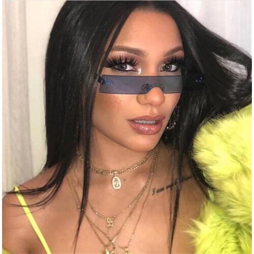 New 2020 Fashion Fire Flame Sunglasses Women Men Brand Design Rimless Wave Eyewear Luxury Trending Narrow Sun glasses Streetwear