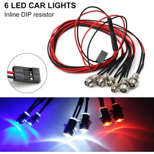 New 6 LED Light Kit Headlight Taillight Replacement 1/10 RC Car Model Remote Control Toy Crawler Car Parts 2 Red 2 White 2 Blue