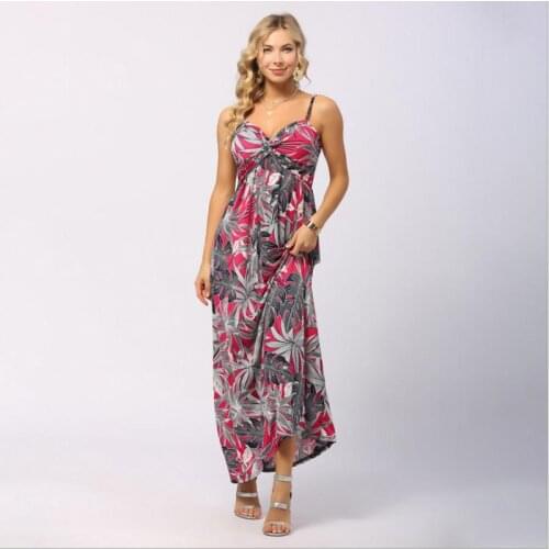 2021 summer new European and American womens dress British style printed high waist suspender Floral Dress