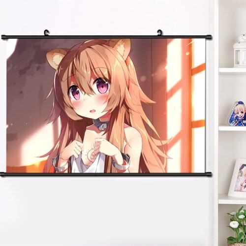 New Anime The Rising of the Shield Hero Naofumi Iwatani Raphtalia Wall Scroll Poster Manga Wall Hanging Poster Home Decoration
