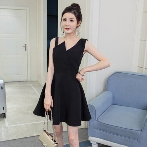 Sexy Fashion Sleeveless Womens Dress 2018 Summer Asymmetrical Banquet Female Short Design Elegant Ladies High Waist Dresses