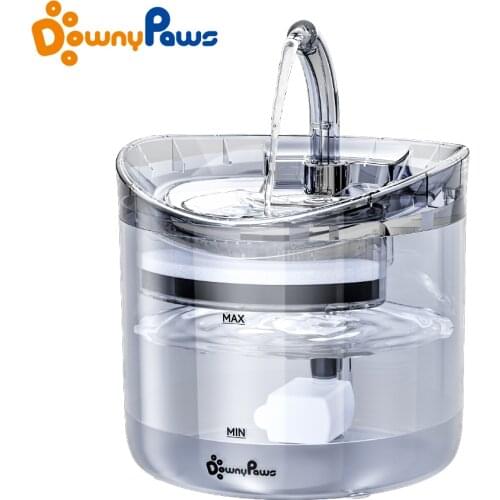 DownyPaws Transparent Fountain For Cats With Faucet Automatic Pet Cat Water Filter Feeder Dog Drinker Motion Sensor Dispenser