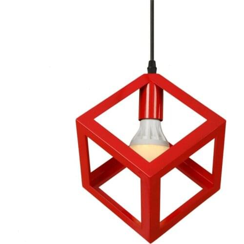 Industrial Vintage Iron Droplight Loft Style Creative Square LED Pendant Light Fixtures Retro HangingLamp Indoor Lighting