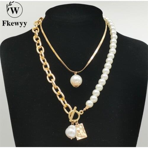 Fkewyy Luxury Necklaces For Women Luxury Designer Fashion Jewelry Gothic Accessories Pearl Necklace Charm Jewelry Two-Piece Suit