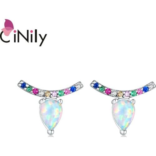 CiNily Animal Zodiac Shape Fire Opal 925 Sterling Silver Stud Earrings for Party Gifts Women Fine Jewelry Earring OH4762