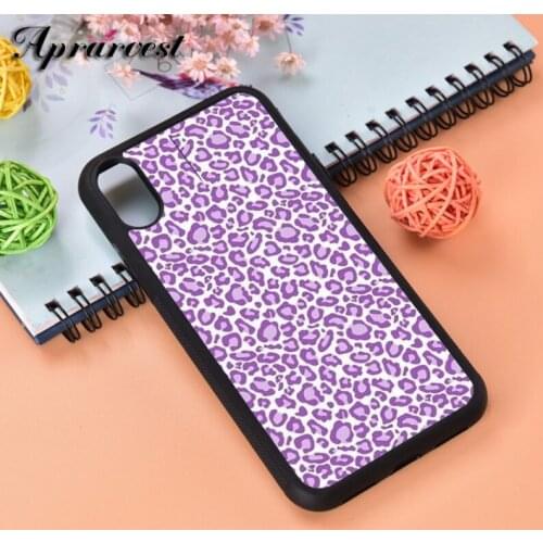 Aprarvest Purple Cheetah Silicone Rubber Phone Case Cover For iPhone 6 6S 7 8 PLUS X XS XR 11 12 MINI PRO MAX