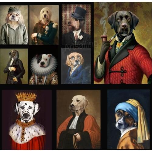 Funny Pet Dog Portraits Doggy Portrait Poster Picture Waterproof Canvas Wall Art Printing Painting Living Room Home Decor