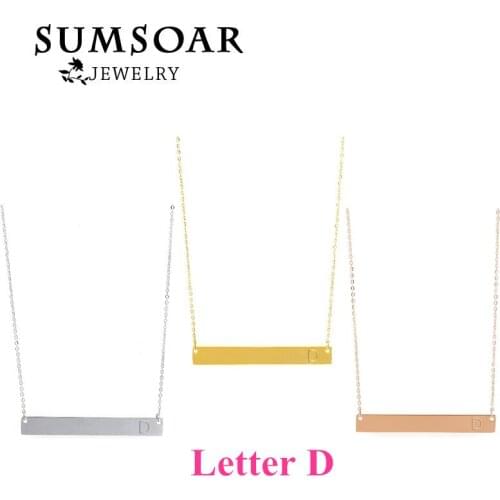 SOMSOAR Jewelry Letter D Horizontal Bar Necklace with Hand-stamped Personalization Initial Necklace as Gift 5pcs/lot