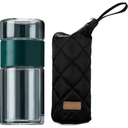 Glass Water Bottle Double Layers Tea Water Bottle Infuser Tumbler Drinkware Smart Bottle Tea Filter FPing