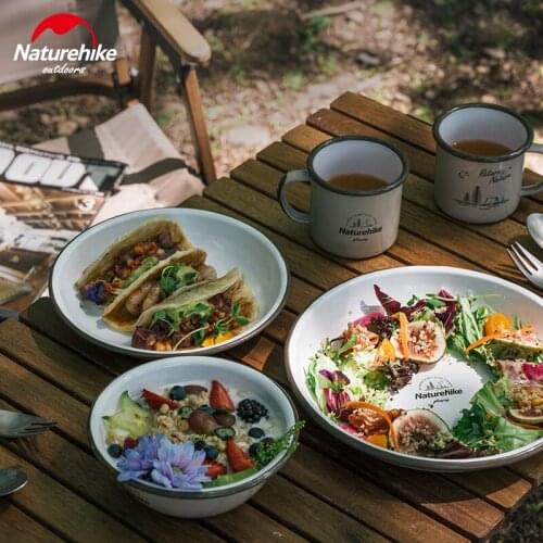 Naturehike Ultralight Enamel Plate Camping Tabeware Cooking Equipment Travel Dinner Bowl For Outdoor Picnic Hiking Travel Bbq
