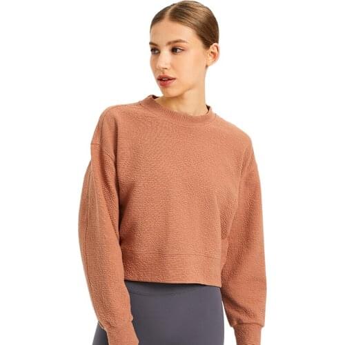 Comfy Cotton Training Exercise Cropped Pullover Hoodie Women Long Sleeve Skin Friendly Leisure Gym Fitness Sport Sweatshirts