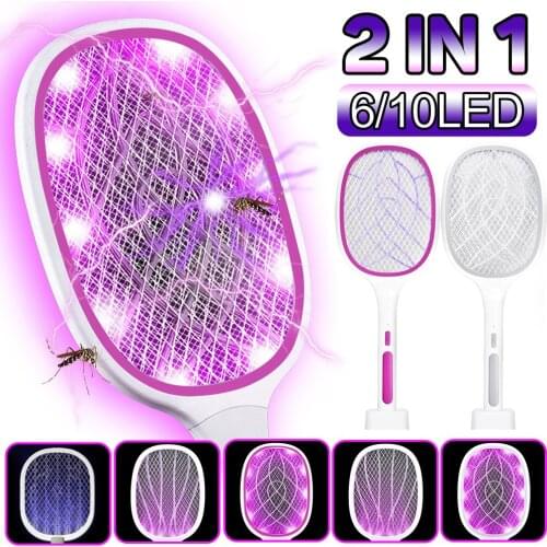 3000V UV Light Electric Flies Swatter Killer USB Rechargeable LED Lamp Summer Mosquito Trap Racket Anti Insect Bug Zapper