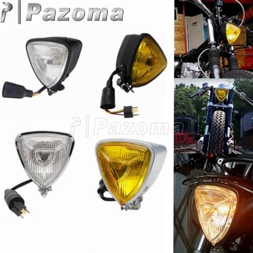 Universal Motorcycle Retro Vintage Front Lamps H4 55/60W Triangle Headlamp Headlight for Harley Cafe Racer Chopper Bobber Custom