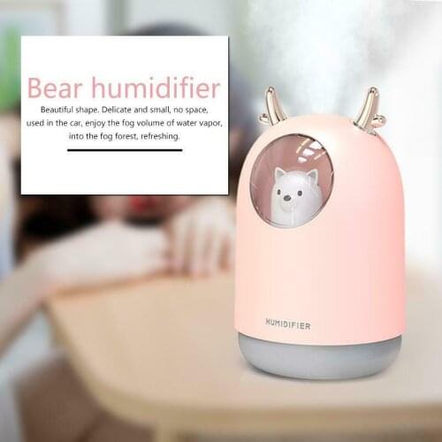 300ml Bear LED Ultrasonic USB Air Humidifier Aroma Essential Table Oil Diffuser