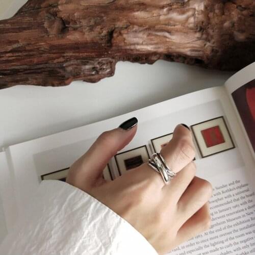 Vahine New Authentic 925 Sterling Silver Jewelry Vintage Carved Design V Shape Design Twisted Open Rings for Women