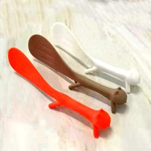 Creative Little Squirrel Stand Vertical Non-stick Rice Spoon Kitchen Tool Home Accessories Wheat Straw Plastic Large Rice Paddle