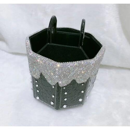 Rotatable Bottom Cosmetic Box Brush Holder Sparkling Rhinestone Makeup Storage Organizer Stationery Remote Control Storage Box