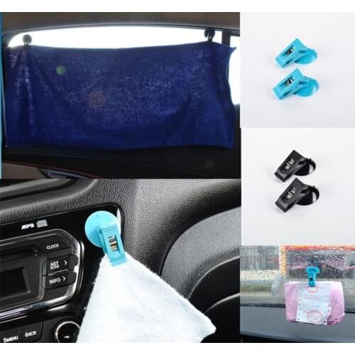 1 Pair Car Interior Window Mount Black Suction Cap Clip Plastic Sucker Removable Holder For Sunshade Curtain Towel Ticket