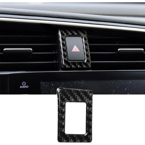 1pcs Car Double Flash Frame Cover Trim Sticker For Honda Civic 10th Gen 2016-2019 Warning Light Switch Carbon Fiber Accessories