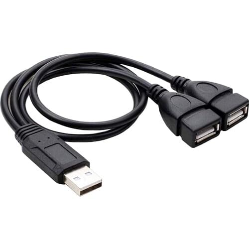 1pcs USB 2.0 A Male To 2 Dual USB Female Jack Y Splitter Hub Power Cord Adapter Cable 33cm