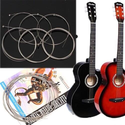 6Pcs/set Acoustic Practiced Nickel Plated Steel Guitar Strings A506 Electric Guitar Strings E-A Silver Color