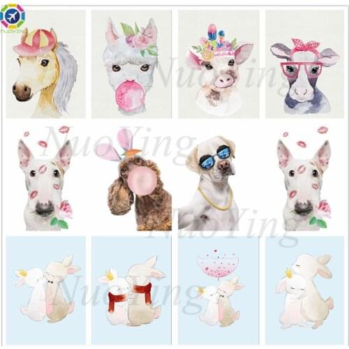 5D Diamond Painting Labrador Bulldog Dog Wall Art Diamond Embroidery Cross Stitch Cartoon Animal Diamond Mosaic Christmas Gift