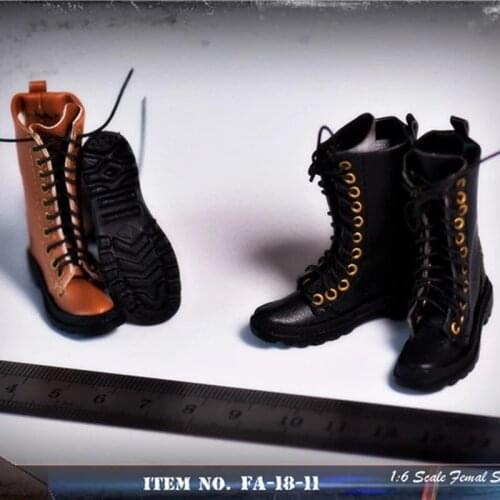 1/6 FA-18-11 Black / Brown Shoes Team Agent Fashion Leather Boots of Solid Inner Model for 12 '' Figure