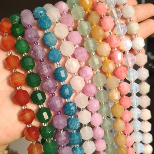 Natural Stone Beads Jades Crystal Faceted Sharp Energy Column Loose Beads for Jewellry Making DIY Bracelets Accessories 15