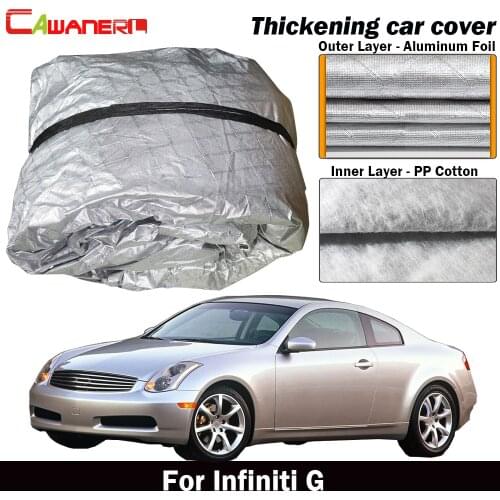 Cawanerl Thick Car Cover Inner Cotton Waterproof Sun Shade Rain Snow Hail Dust Resistant Cover For Infiniti G G25 G35 G37