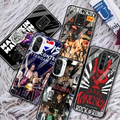 Maneskin Damiano David Glass Case For Redmi Note 10 9 9T 9S 8 8T 7 9A 8A K30 K40 Pro Max 5G Silicone Shell Black Cover