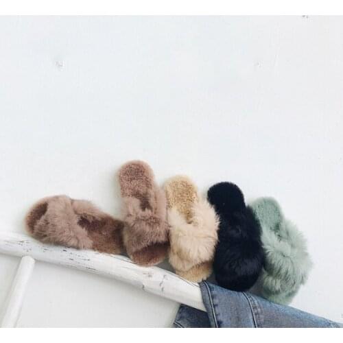 Children Cotton Shoes Kids Home Slippers Boys And Girls Baby Cute Plush Thickening Warm Indoor Shoes Fox Fur Shoes