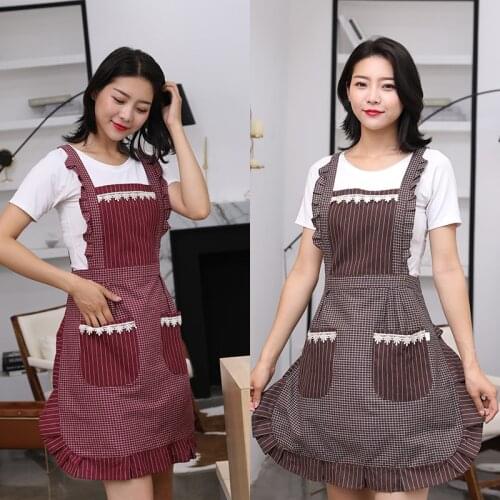 Double layer cotton princess apron fashion beautiful lace cotton soft and comfortable strap cute bib ladies waist