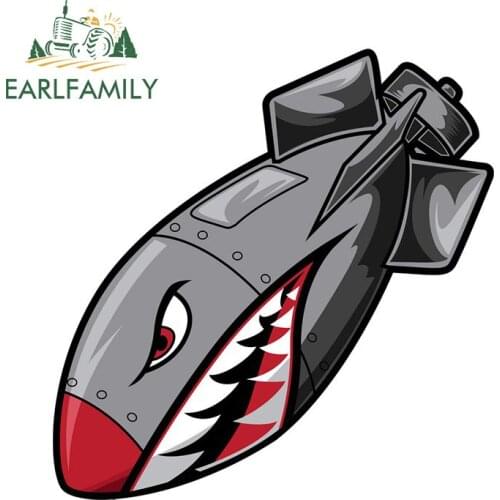 EARLFAMILY 13cm x 12.7cm for Bomb Flying Tiger Shark Mouth Car Stickers Vinyl Decals Windshield VAN Sunscreen Custom Printing