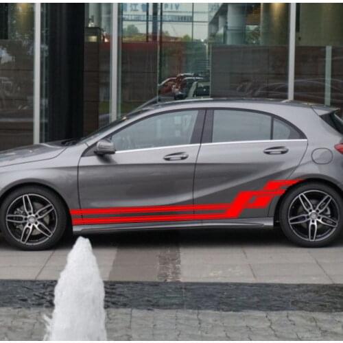 HotMeiNi 200CM*30CM 2 X Car Rally Cross stripes Lower Door Panels Decal Sticker Graphics Car Stickers