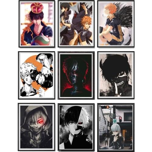 Anime Art Collection Haikyuu Tokyo Ghoul Kaneki Ken Fabric Artwork Canvas Poster,20 x 25 cm,Stretched And Ready To Hang