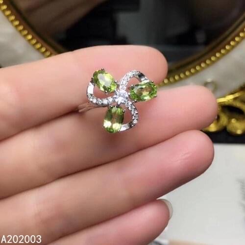 KJJEAXCMY fine jewelry 925 sterling silver inlaid natural Peridot new Female ring luxury Support Detection