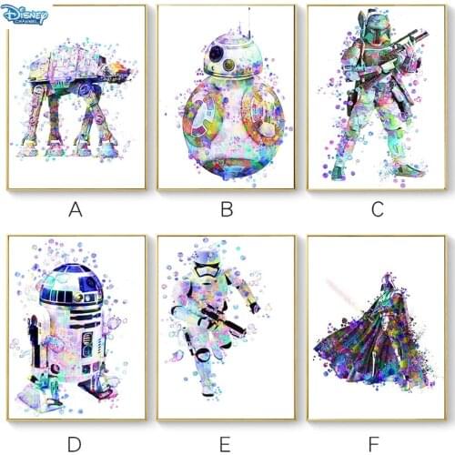 Disney Classic Movies Watercolor Canvas Painting Darth Vader Posters and Prints Wall Art Picture for Living Room Home Decor