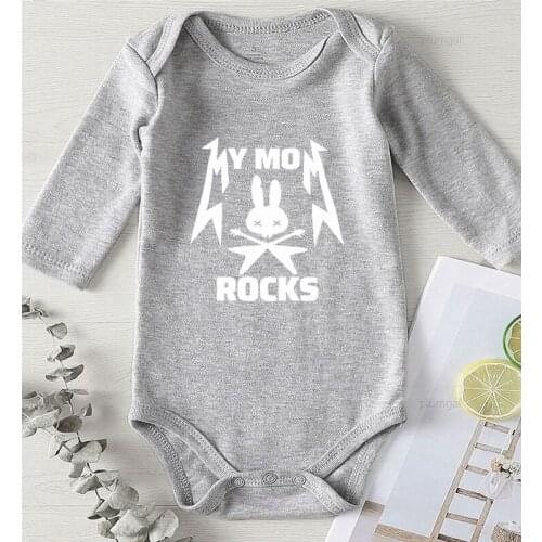 Newborn Girl Outfits Printing Mom Rocks Clothing for Babies Kids Summer Clothes Jumpsuit Babies Autumn Cotton Baby Romper