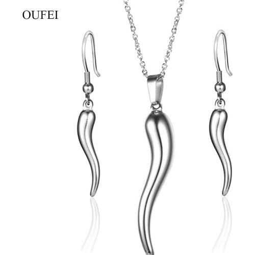 OUFEI Stainless Steel Jewelry Set Acessories Necklace Earrings Set Womens clothing Chili necklace accessories Fashion jewelry