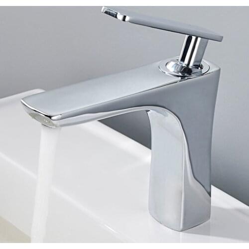 Basin tap of the sink single square handle of hot water and cold deck assembled bathroom sink single hole mixers