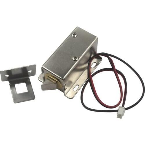 Copper core 12V Cabinet Door Electric Lock Assembly Solenoid, Lock Tongue to the Right, With Lock Buckle