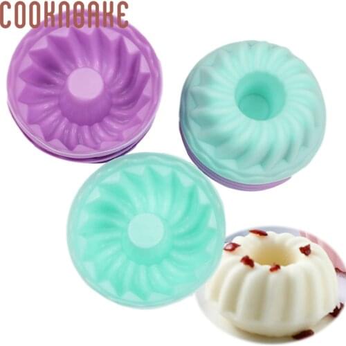 COOKNBAKE set of 12 Mini Fluted Tube Silicone Baking Molds for Cupcake Muffin 2.7 inch Small Swirl Jelly Pudding Cake Mould