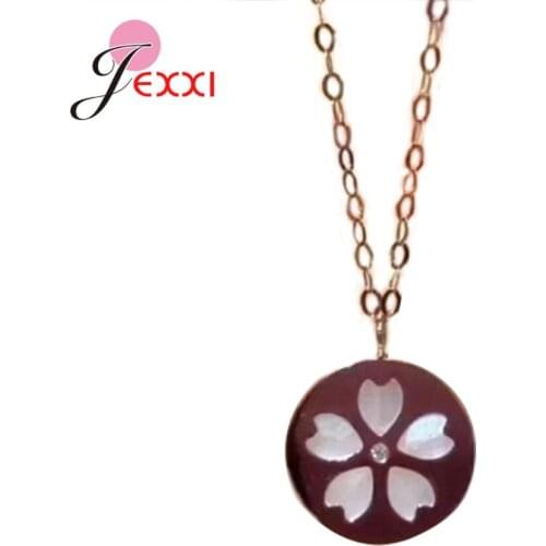 Delicate Cherry Blossom Necklace 925 Sterling Silver Jewelry For Women Girl Heart-shaped Collarbone Chain Choker Gifts