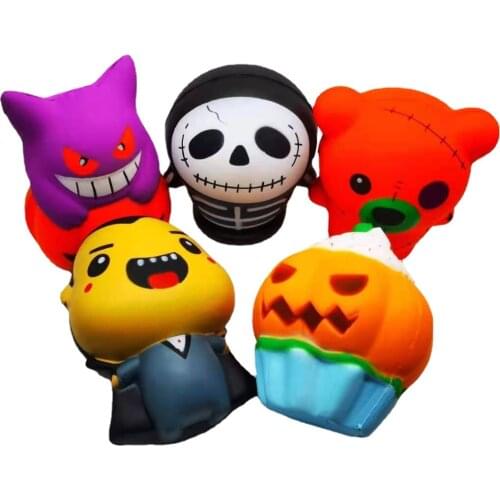 New Novel Halloween Squishy Slow Rising PU Pumpkin Witch Bloodsucker Stress Relief Squeeze Toys Antistress Juguetes