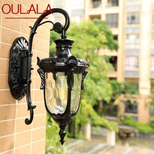 OULALA Outdoor Wall Lamp Classical Retro Black Lighting LED Sconces Waterproof Decorative for Home Aisle
