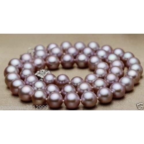 HUGE 10-11MM PERFECT ROUND SOUTH SEA GENUINE LAVENDER PEARL NECKLACE 14K