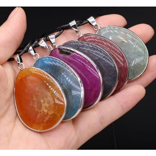 Natural Dragon Bone Agates Stone Pendant Necklace Fine Water Drop Shape Pendant Rope Chain Necklace 28x42-30x45mm Length 40cm