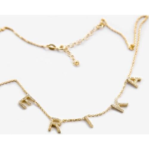 Zircon Letter Necklaces Crystal Pendant Custom Name Necklace Personalized For Women Jewelry Gift Dropshipping